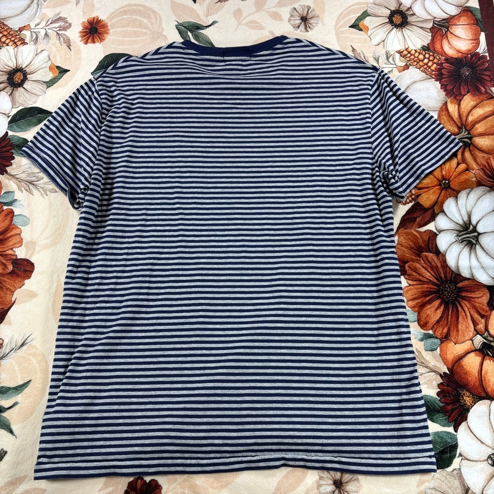 Polo Ralph Lauren Classic Fit Striped T-Shirt Mens Pony Navy Gray Size Large - Picture 3 of 7